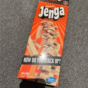 Hasbro Jenga Game with Red and Black Accents